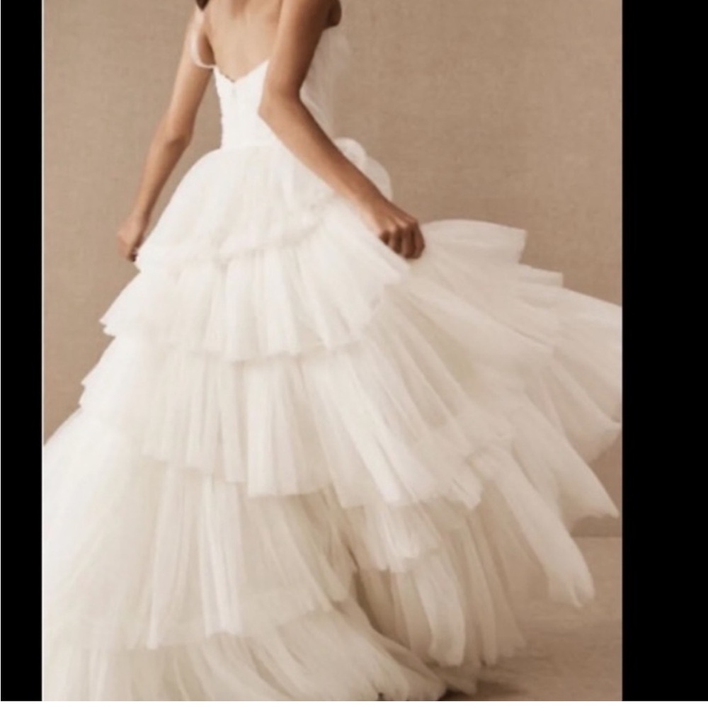 ANTHROPOLOGIE BHLDN Watters Avance Tiered Bridal Wedding Gown Ivory size 14 NWT - Picture 4 of 11